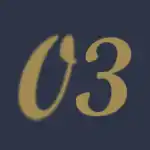 number three icon with blue background